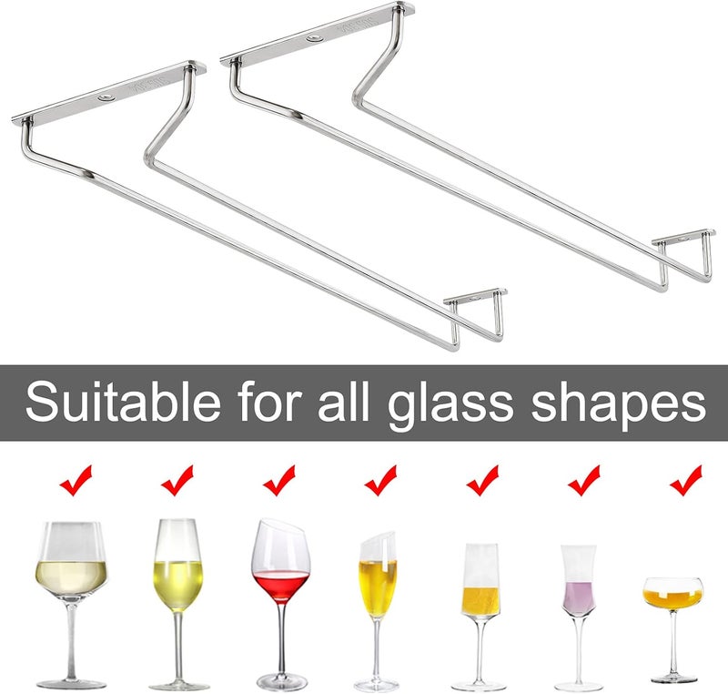 CUKE2BEET 15.7 Inch Stainless Steel Wine Glasses Rack Under Cabinet Stemware Rack, Rust Resistant - Image 3